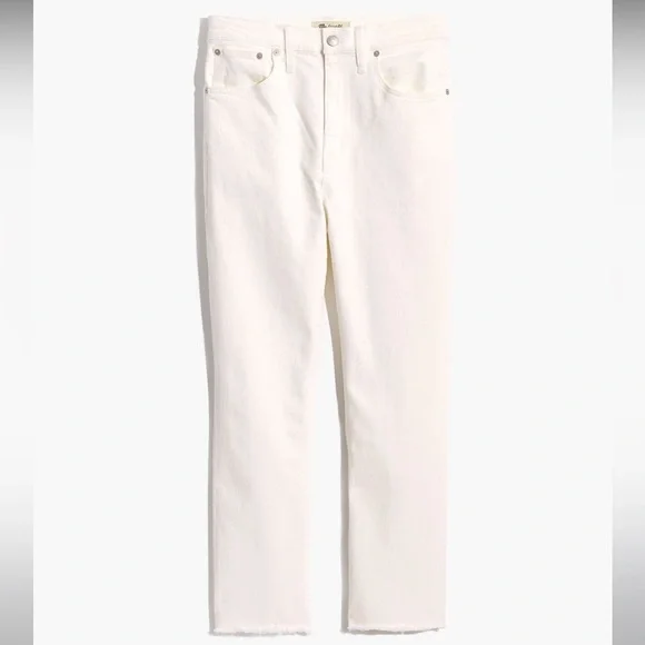 Madewell High-Rise Slim Boyjean in Tile White - Picture 1 of 9